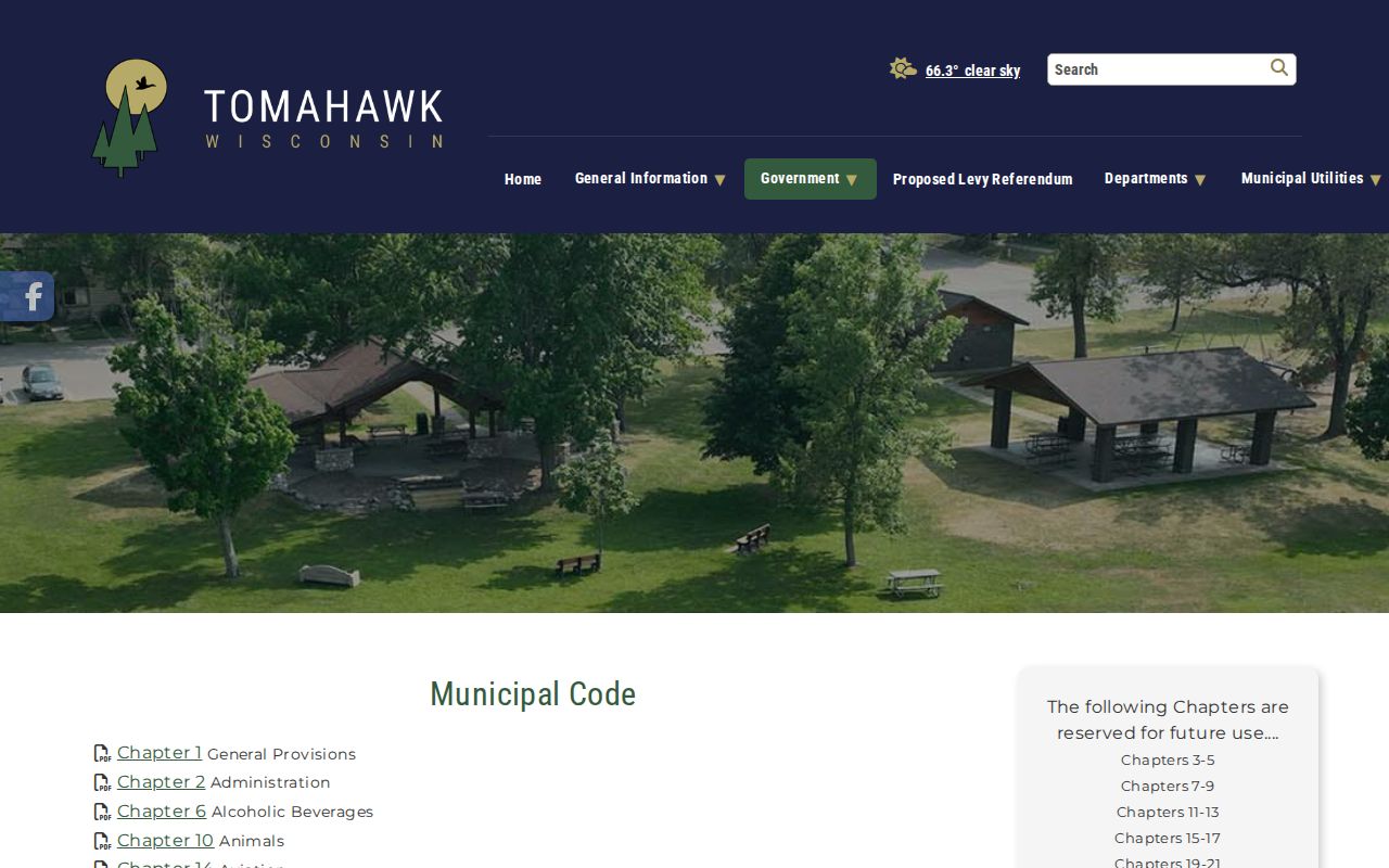 Official Tomahawk municipal code interface