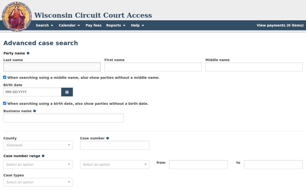 Lincoln County court docket advanced search controls